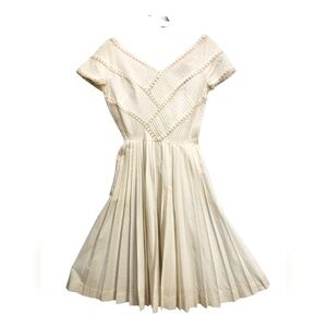 1950s Vintage White 100% Cotton Midi Dress